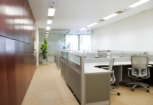 Office Interior. Carpet cleaning concept.